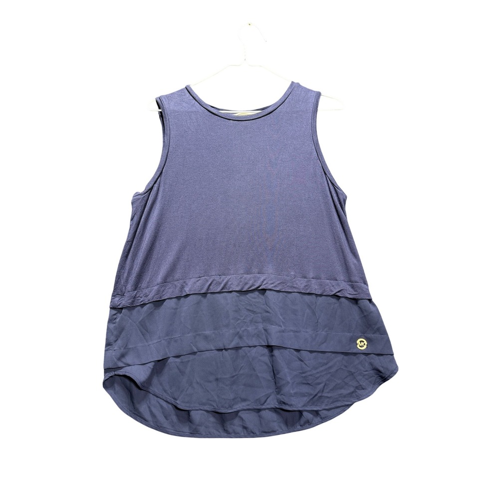Michael Kors Tank Top Womens Large Navy Layered High Low Hem Sleeveless